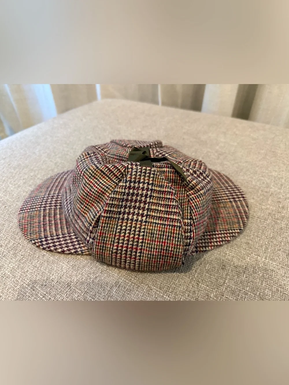 Vintage Dobbs Deerstalker Hat Plaid Wool USA Made Sherlock Hunting Cap XL